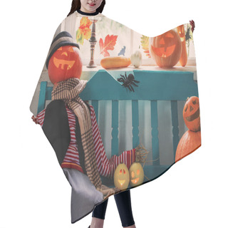 Personality  Halloween Pumpkin And Decoration Indoor Hair Cutting Cape