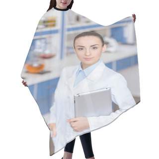 Personality  Young Woman Scientist Hair Cutting Cape