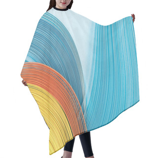 Personality  Top View Of Multicolored Bright Abstract Lines On Blue Background Hair Cutting Cape