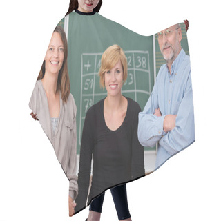 Personality  Group Of Three School Teachers Hair Cutting Cape