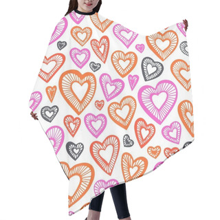 Personality  Hand Drawn Seamless Pattern, Decorative Stylized Hearts. Doodle Style, Tribal Graphic Illustration Hair Cutting Cape