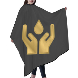 Personality  Blood Gold Plated Metalic Icon Or Logo Vector Hair Cutting Cape