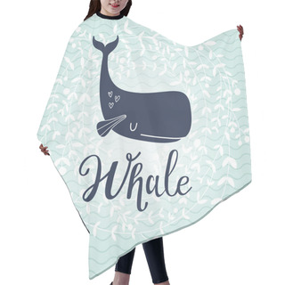 Personality  Blue Cartoon Whale Card Hair Cutting Cape