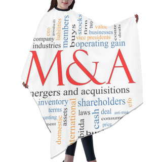 Personality  M & A (Mergers And Acquisitions) Word Cloud Concept Hair Cutting Cape