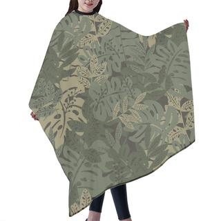 Personality  Seamless Camouflage Pattern With Tropical Leaves Hair Cutting Cape