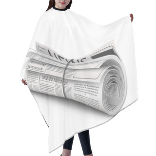 Personality  Rolled Newspaper With The Headline News Hair Cutting Cape
