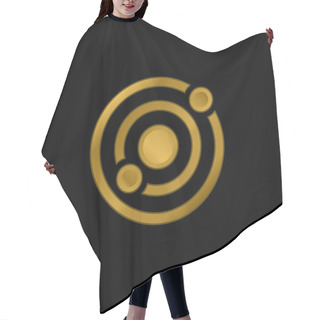 Personality  Astronomy Gold Plated Metalic Icon Or Logo Vector Hair Cutting Cape