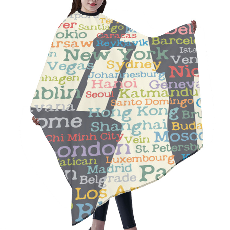 Personality  Silhouette Of Woman With Suitcase. Hair Cutting Cape