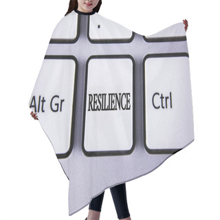 Personality  Text Sign Showing Resilience. Conceptual Photo Capacity To Recover Quickly From Difficulties Persistence Written On White Keyboard Key With Copy Space. Top View. Hair Cutting Cape