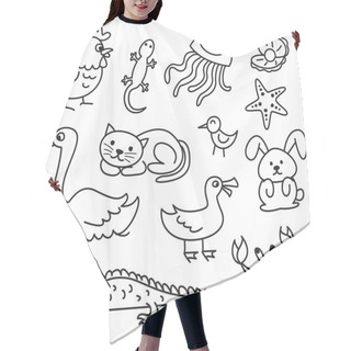 Personality  Cartoon Animal Doodle Hair Cutting Cape