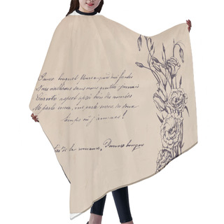 Personality  Hand-written Poem On Old Paper Background With Drawing Hair Cutting Cape