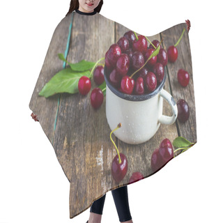 Personality  Fresh Cherries In Enamel Mug Hair Cutting Cape