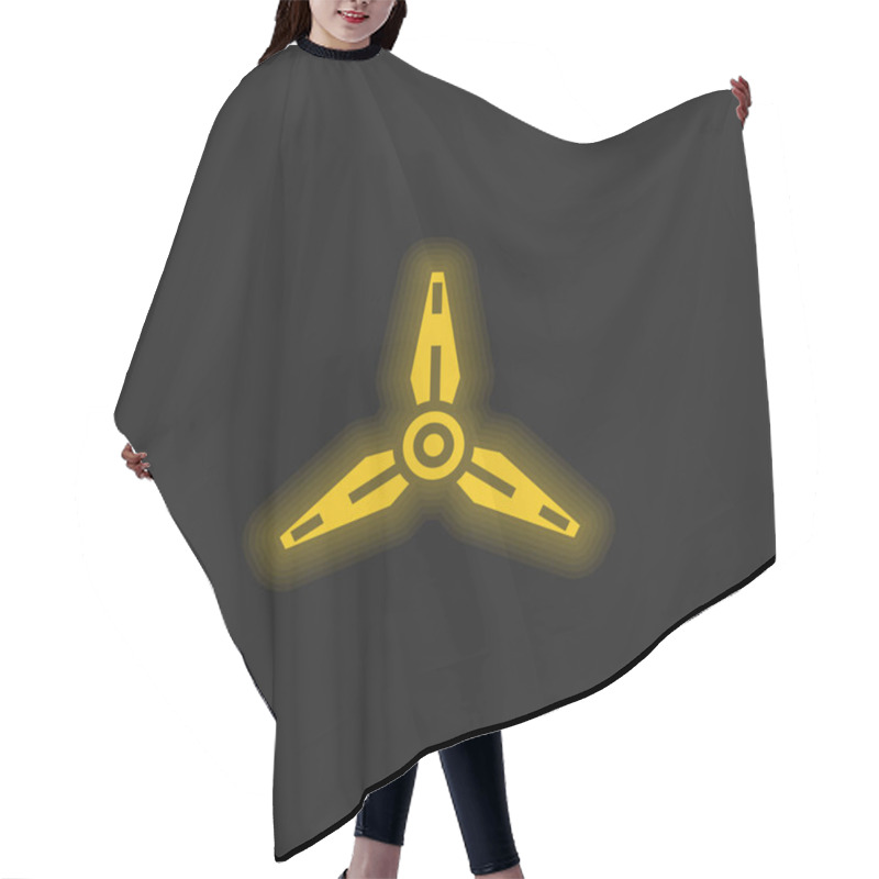 Personality  Blades yellow glowing neon icon hair cutting cape