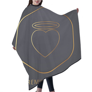 Personality  Angel Heart With An Halo Golden Line Premium Logo Or Icon Hair Cutting Cape