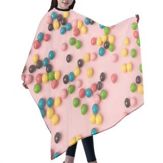 Personality  Close Up View Of Various Candies Isolated On Pink Hair Cutting Cape