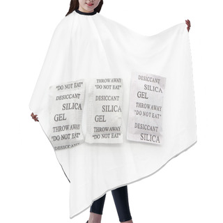 Personality  Silica Gel Packets Isolated On A White Background. Hair Cutting Cape