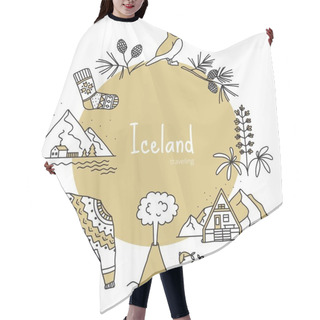 Personality  Iceland, Banner With Scandinavian Items Hair Cutting Cape