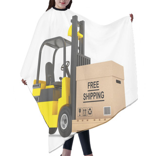 Personality  Forklift Truck With Free Shipping Box And Pallet Hair Cutting Cape