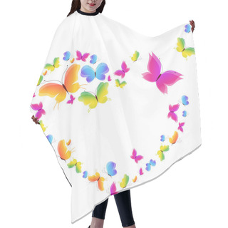 Personality  Set Of Bright Colorful Butterflies Isolated On White Background Hair Cutting Cape