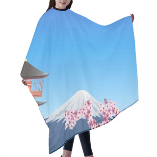 Personality  Chureito Pagoda And Mount Fuji With Sakura Blossom Hair Cutting Cape