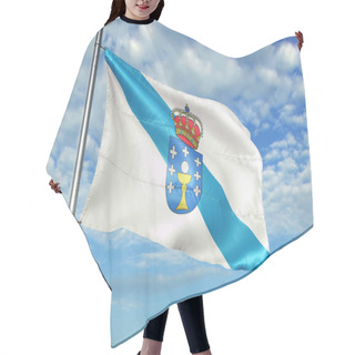 Personality  Galicia Of Spain Flag Waving Sky Background 3D Illustration Hair Cutting Cape