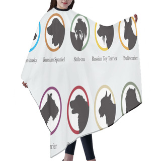 Personality  Vector Set Of Portraits Silhouettes Of Dog Breeds  Hair Cutting Cape