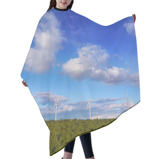 Personality  Windmills Green Electric Energy In Pine Mountain Blue Sky Hair Cutting Cape
