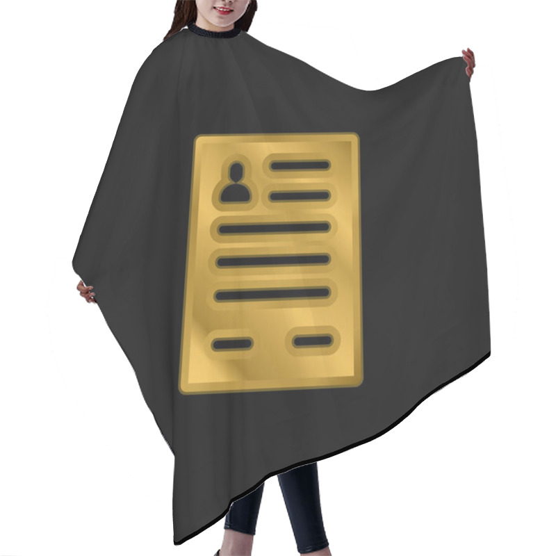 Personality  Application Form Gold Plated Metalic Icon Or Logo Vector Hair Cutting Cape