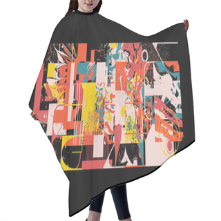 Personality  New Grunge Aesthetics In Abstract Pattern Design Composition. Brutalist Inspired Vector Graphics Collage Made With Simple Geometric Shapes And Offset Textures, Useful For Poster Art And Digital Print. Hair Cutting Cape