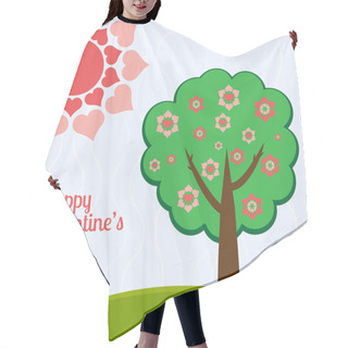 Personality  Vector Illustration Of A Tree With Hearts. Hair Cutting Cape
