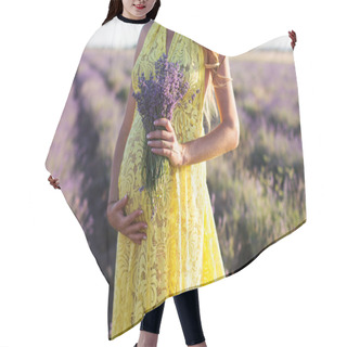 Personality  Belly Of Pregnant Woman In A Lavender Field Hair Cutting Cape