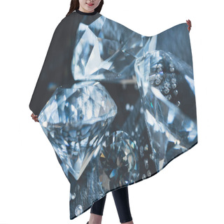 Personality  Close Up Of Pure Blue Diamonds On Black Background Hair Cutting Cape