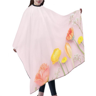Personality  Gentle Floral Composition On Pink Hair Cutting Cape