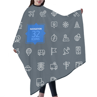 Personality  Outline Web Icons Set - Navigation, Location, Transportation Hair Cutting Cape