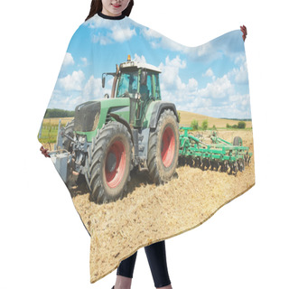 Personality  Ploughing Tractor At Field Cultivation Work Hair Cutting Cape