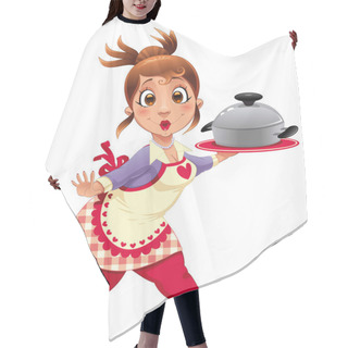 Personality  Housewife With Pot. Hair Cutting Cape