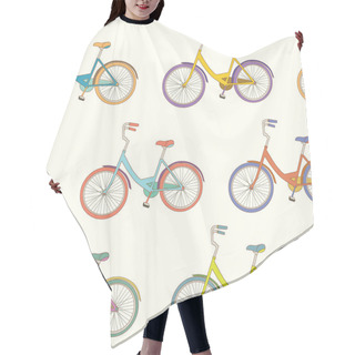 Personality  Perfect Seamless Pattern With Colored Cartoon Urban Bicycles Hair Cutting Cape