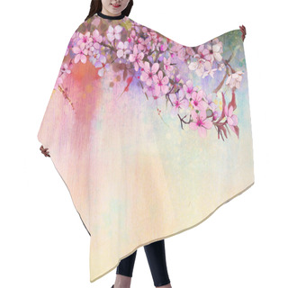 Personality  Watercolor Painting Cherry Blossoms - Japanese Cherry - Pink Sakura Floral In Soft Color Over Blurred Nature Background Hair Cutting Cape