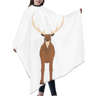 Personality  Elk Vector Illustration Icon Front View. Wildlife Deer Mammal  Hair Cutting Cape