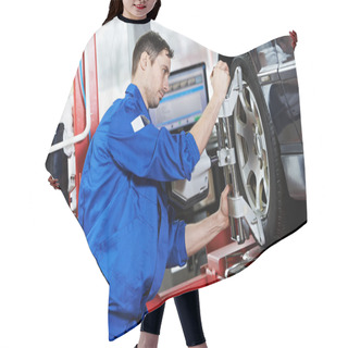 Personality  Auto Mechanic At Wheel Alignment Work With Spanner Hair Cutting Cape