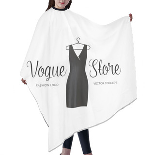 Personality  Fashion Vogue Store Logo Template With Black Dress Hair Cutting Cape
