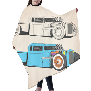 Personality  Vector Hot Rod Car Hand Made Designs Print Hair Cutting Cape