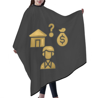 Personality  Affordable Gold Plated Metalic Icon Or Logo Vector Hair Cutting Cape