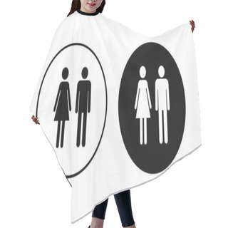 Personality  Man And Woman Icon Set. Male And Female Symbol Hair Cutting Cape
