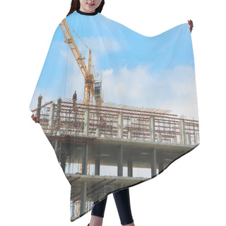 Personality  Construction Site With Crane And Building At Sunset Hair Cutting Cape