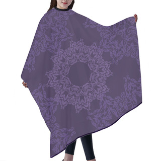 Personality  Lace Circle Oriental Ornament, Ornamental Doily Pattern On Violet Background. Hair Cutting Cape