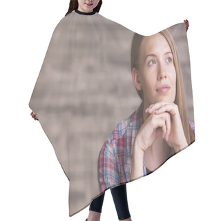 Personality  Attractive Woman Daydreaming Hair Cutting Cape
