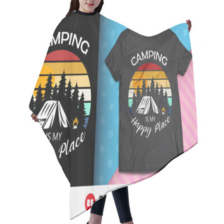 Personality  Camping Is My Happy Place Shirt Design Hair Cutting Cape
