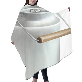 Personality  Vector Illustration Of Milk Can Hair Cutting Cape