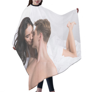 Personality  Couple Cuddling In Bed Hair Cutting Cape